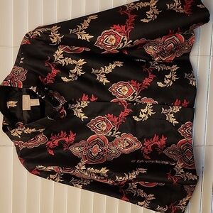 Chicos Black Red Oriental Jacket sz2